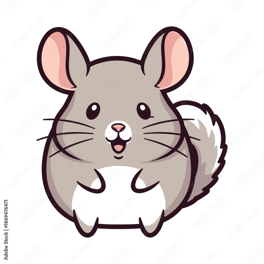 Fototapeta premium Adorable Cartoon Chinchilla Illustration