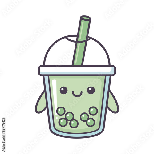 Cute Cartoon Bubble Tea Illustration