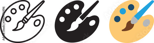 Art palette and paintbrush icons set artistic tools for painting drawing vector illustration