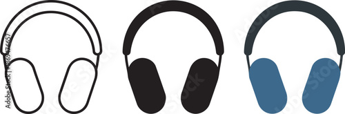 Headphones over ear audio device icon vector illustration on transparent background music