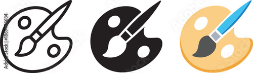 Paint palette and brush vector illustration on transparent background design art drawing