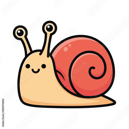 Cute Cartoon Snail Vector Illustration