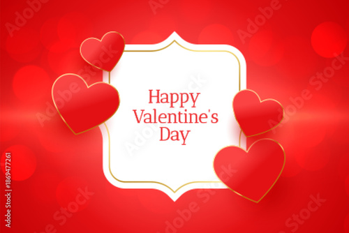 happy valentines day event card with red hearts