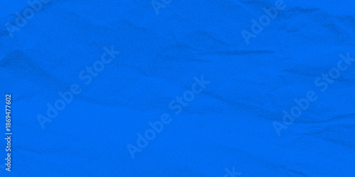 Blue crumpled paper pattern with grainy dust, dotted halftone noise, textured aged cardboard tone, bold vintage sheet background.