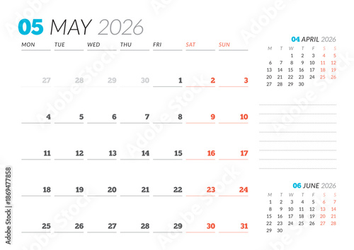 May 2026 Monthly Calendar Template for Planning and Organization improves time-blocking and weekly productivity using editable minimalist layout. Week starts on Sunday. Useful for business