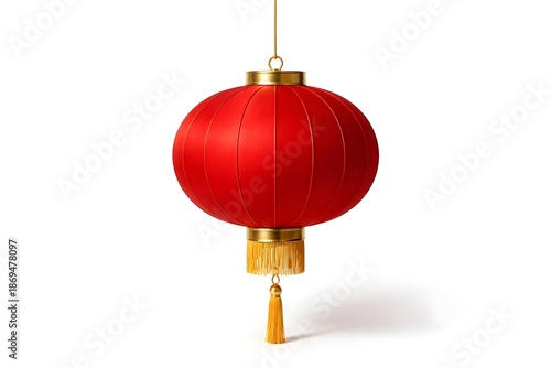 Red Chinese Lantern Isolated on White Background