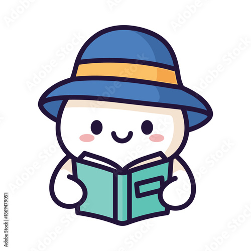 Cartoon Character Reading a Book Illustration