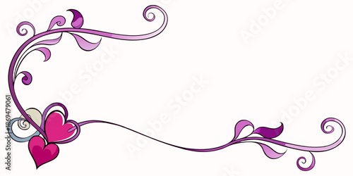 A decorative border with hearts and floral elements, vector