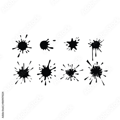 Black ink splashes. Grunge splatters. Abstract background. Grunge text banners