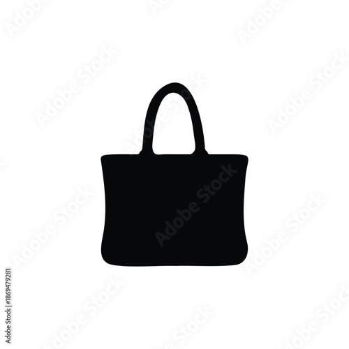 Tote bag silhouette icon vector flat design.