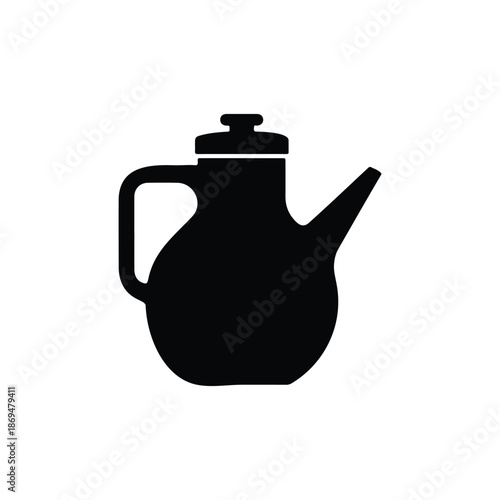 Arabic teapot silhouette icon vector flat design.