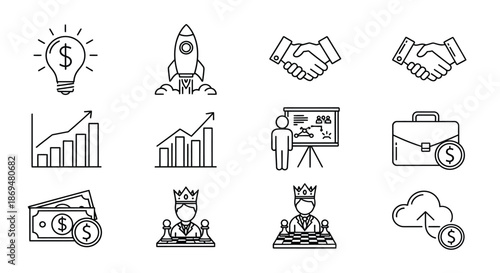 Business success and growth icons