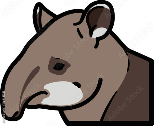 Stylized cartoon of a tapir's head, featuring a prehensile snout and large ears