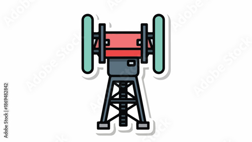 Stylized depiction of a communication tower with cylindrical receivers