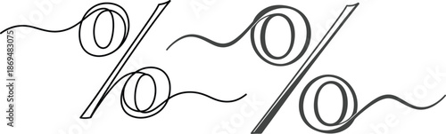 A minimalist line drawing illustration of two percentage symbols side by side, evoking a sense of discount or financial calculation