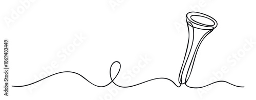 Simple continuous line drawing of a golf tee perfect for sports branding, golf tournament promotions, modern website graphics, and athletic merchandise designs.