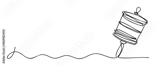 Minimalist continuous line drawing of a sound recording device creating a wavy audio wave perfect for music production branding or creative technology communication projects