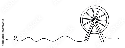 Ferris wheel amusement park ride depicted with a fluid continuous single line drawing ideal for entertainment event promotions travel vacation themes or unique marketing projects