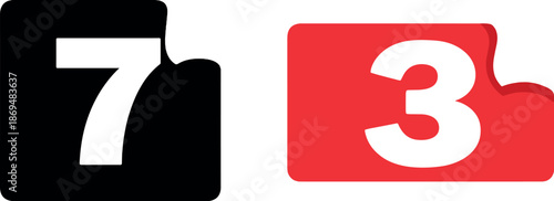 White numbers peeling away from black and red backgrounds