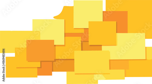 A vector illustration featuring an abstract, conceptual background of rectangles in varying yellow hues, with a halftone effect and color palette