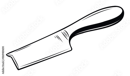 Essential kitchen knife black and white line drawing providing a versatile visual for culinary blogs food preparation guides and restaurant menu graphics cooking themes or food service
