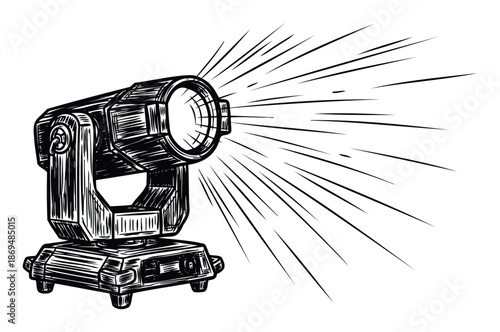 Stage light spotlight illuminating an event or performance with a powerful beam of light, ideal for entertainment industry promotions and media