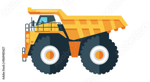 Large Yellow Heavy Duty Dump Truck Vehicle.