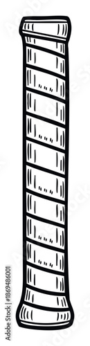 Simple black outline drawing of a tall spool of thread or yarn, perfect for handicraft projects, textile industry logos, sewing shop promotions, or DIY workshop materials