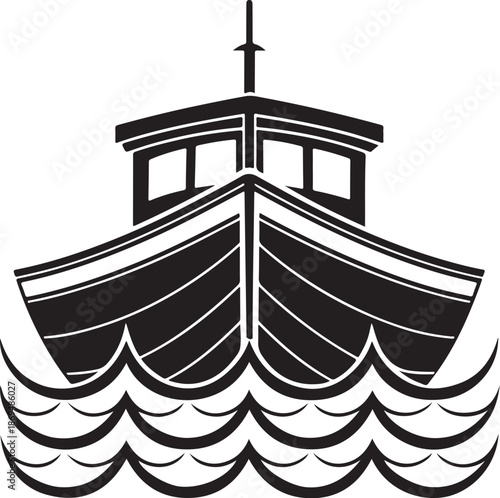 Nautical Vessel Sailing Ocean Waves Illustration