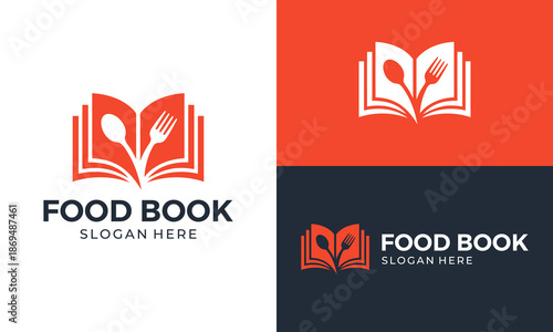Creative food book logo design template illustration with spoon fork design vector icon symbol