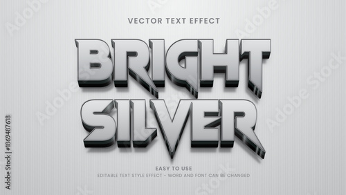 bright silver editable text effect 3d vector