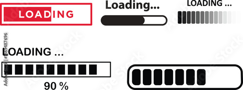 Set of vector loading icons. loading bar progress icon. Download progress. Collection Loading status. Vector illustration.
