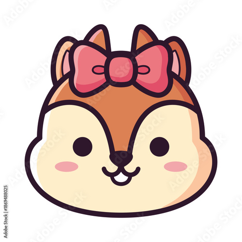 Adorable Cartoon Chipmunk with Pink Bow Illustration