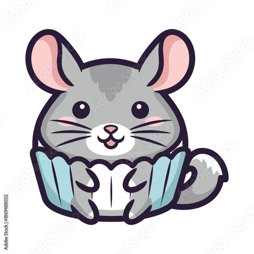 Adorable Chinchilla Cartoon Character Holding a Heart