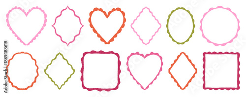 Vector set of hand drawn cut out style frames and borders , abstract design elements for wedding, birthday party invitations, greeting cards, prints, in marine coastal style with copy space for text