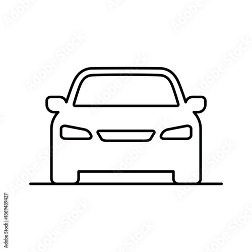 Car silhouette line icon. Front view. Vector illustration