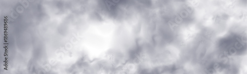 Gray smoke and white mist drifting on a white background. Realistic clouds, fog, and steam effects included. Cutout smoke and cloud PNG high-resolution vector  illustration.