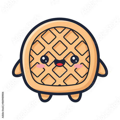 Adorable Cartoon Waffle Character Illustration