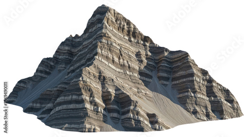 Layered Mountain Peak Isolated on Transparent Background
