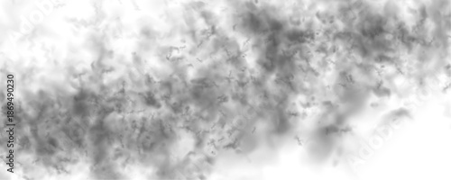 Soft white clouds and gray smoke plumes on a white background. Atmospheric phenomena such as mist, fog, and steam included. High-resolution cutout smoke and cloud vector PNG.