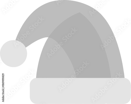 Simple Flat Santa Style Cap Icon for Holiday Season Celebration