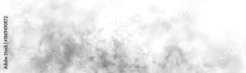 Soft white clouds and gray smoke plumes on a white background. Atmospheric phenomena such as mist, fog, and steam included. High-resolution cutout smoke and cloud vector PNG.