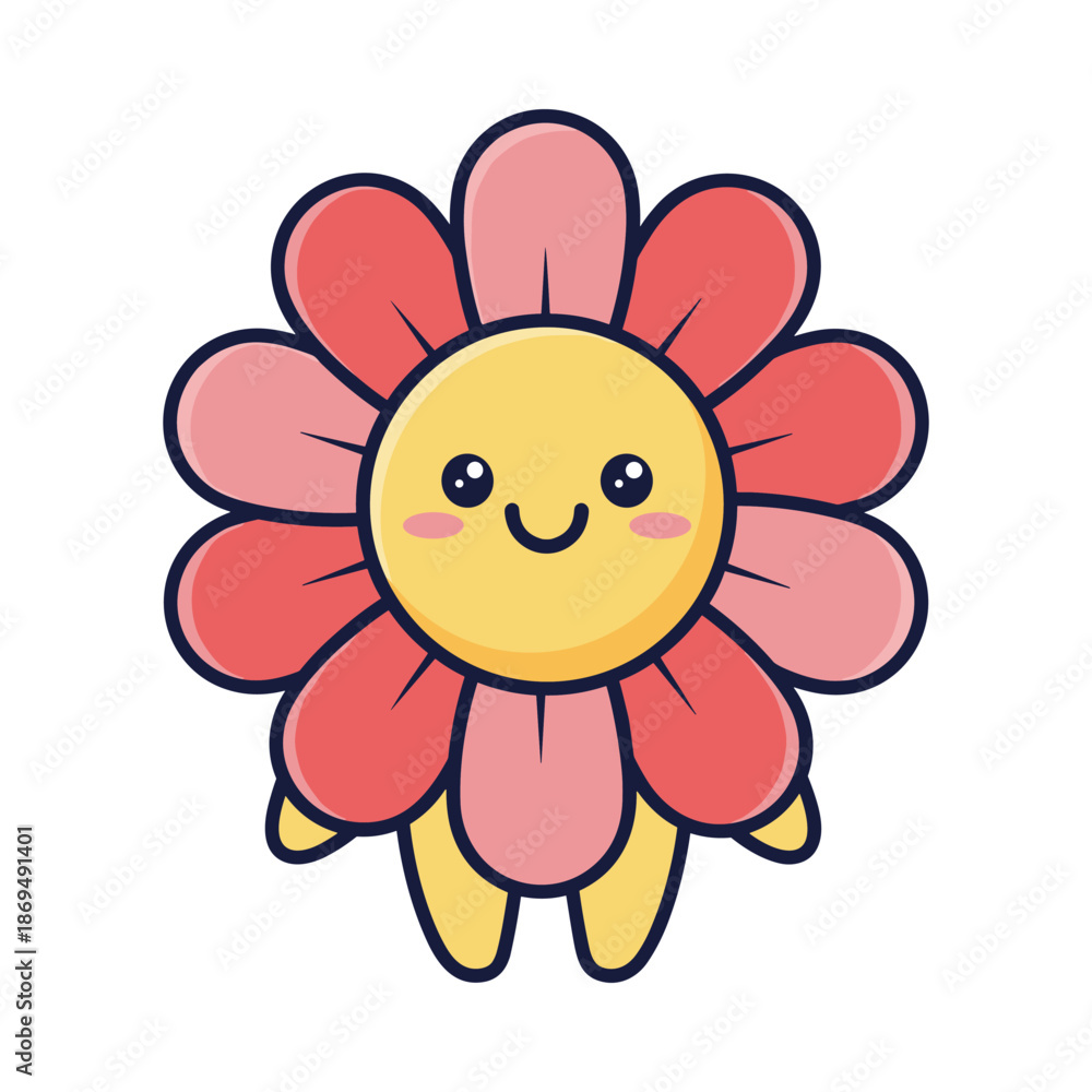 Obraz premium Adorable Cartoon Flower Character Illustration
