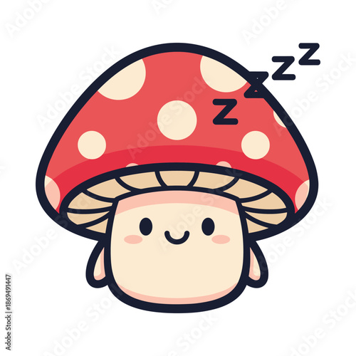 Sleeping Mushroom Cartoon Character Illustration