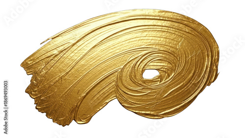 Golden paint swirl isolated on transparent background