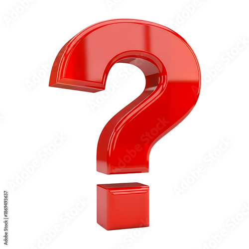 Red question mark icon isolated on transparent background