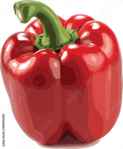Red bell pepper with green stem vegetable fresh