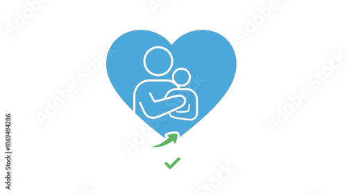 Parental Care Heart Symbol: Parent Holding Child, Love, Protection, Health, Family