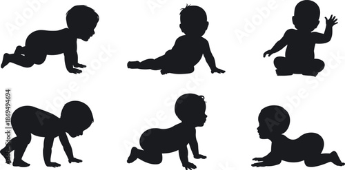 Baby development stages silhouette images infants growth milestones
