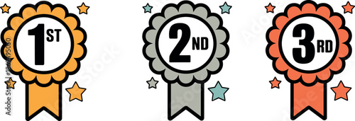 Award badges ranking icons first second third place symbols